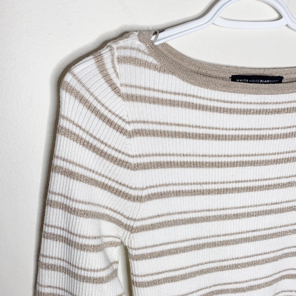 White House Black Market Metallic-Stripe Peplum Sweater size XS petite - Picture 6 of 11